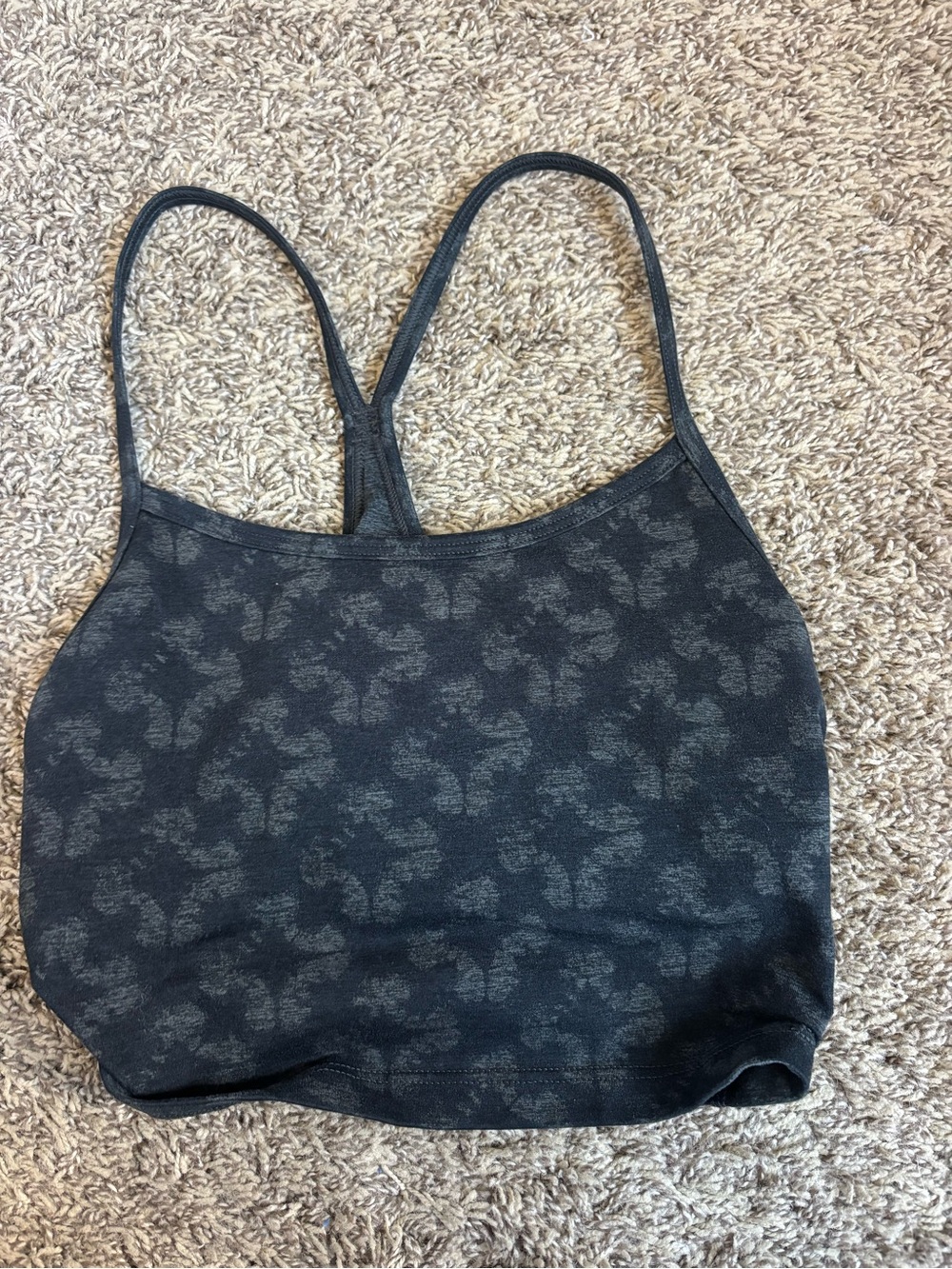 AERIE OFFLINE Charcoal Gray Patterned Cropped Tank Top